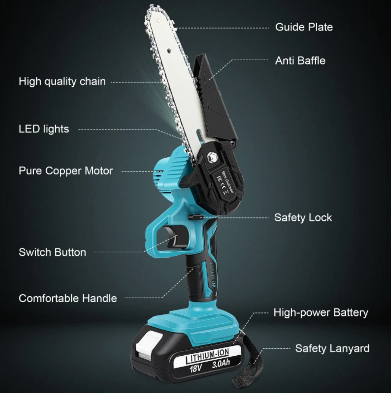 Cordless Electric Chainsaw (2 FREE Batteries)